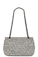 FWRD Renew Chanel Tweed Matelasse Chain Double Flap Shoulder Bag in Black & White, view 2, click to view large image.