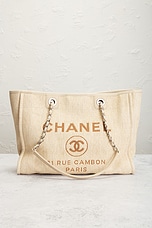 FWRD Renew Chanel Deauville Tote Bag in Beige, view 2, click to view large image.