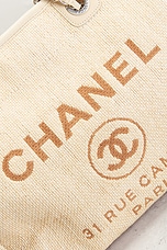 FWRD Renew Chanel Deauville Tote Bag in Beige, view 6, click to view large image.