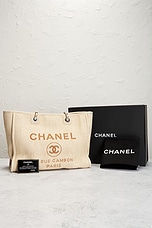 FWRD Renew Chanel Deauville Tote Bag in Beige, view 9, click to view large image.