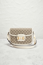 FWRD Renew Gucci Horsebit 1955 Shoulder Bag in Beige, view 2, click to view large image.