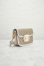 FWRD Renew Gucci Horsebit 1955 Shoulder Bag in Beige, view 4, click to view large image.