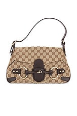 FWRD Renew Gucci Horsebit 1955 Shoulder Bag in Beige, view 1, click to view large image.