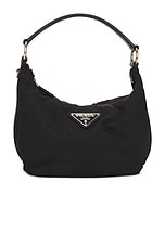 FWRD Renew Prada Tessuto Nylon Hobo Bag in Black, view 1, click to view large image.