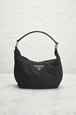 FWRD Renew Prada Tessuto Nylon Hobo Bag in Black, view 2, click to view large image.