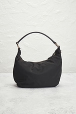 FWRD Renew Prada Tessuto Nylon Hobo Bag in Black, view 3, click to view large image.