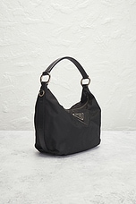 FWRD Renew Prada Tessuto Nylon Hobo Bag in Black, view 4, click to view large image.