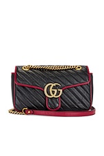 FWRD Renew Gucci GG Marmont Shoulder Bag in Black, view 1, click to view large image.