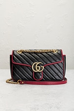 FWRD Renew Gucci GG Marmont Shoulder Bag in Black, view 2, click to view large image.