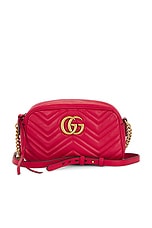 FWRD Renew Gucci GG Marmont Shoulder Bag in Red, view 1, click to view large image.