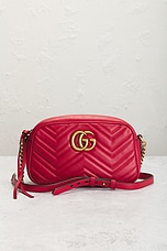 FWRD Renew Gucci GG Marmont Shoulder Bag in Red, view 2, click to view large image.