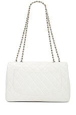 FWRD Renew Chanel Jumbo White Caviar Leather Single Flap Bag in White, view 2, click to view large image.