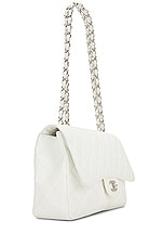 FWRD Renew Chanel Jumbo White Caviar Leather Single Flap Bag in White, view 3, click to view large image.