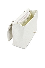 FWRD Renew Chanel Jumbo White Caviar Leather Single Flap Bag in White, view 4, click to view large image.