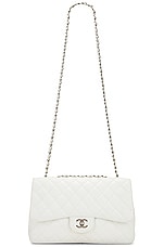 FWRD Renew Chanel Jumbo White Caviar Leather Single Flap Bag in White, view 5, click to view large image.
