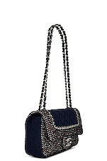 FWRD Renew Chanel Quilted Tweed Flap Chain Shoulder Bag in Navy, view 3, click to view large image.
