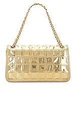 FWRD Renew Chanel Ice Cube Vinyl &amp; Leather Single Flap Double Chain Bag in Gold, view 2, click to view large image.