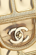 FWRD Renew Chanel Ice Cube Vinyl &amp; Leather Single Flap Double Chain Bag in Gold, view 7, click to view large image.