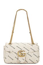 FWRD Renew Gucci x Balenciaga GG Marmont Leather Chain Shoulder Bag in White, view 1, click to view large image.