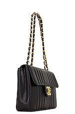FWRD Renew Chanel Jumbo Mademoiselle Single Flap Shoulder Bag in Black, view 3, click to view large image.