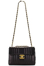 FWRD Renew Chanel Jumbo Mademoiselle Single Flap Shoulder Bag in Black, view 5, click to view large image.