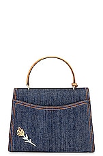 FWRD Renew Mark Cross Lady Madeline Bag in Indigo & Luggage, view 3, click to view large image.