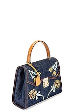 FWRD Renew Mark Cross Lady Madeline Bag in Indigo & Luggage, view 4, click to view large image.