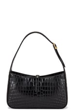 FWRD Renew Saint Laurent Le 5 A 7 Embossed Croc Hobo Bag in Noir, view 2, click to view large image.