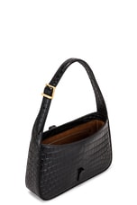 FWRD Renew Saint Laurent Le 5 A 7 Embossed Croc Hobo Bag in Noir, view 4, click to view large image.