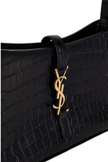 FWRD Renew Saint Laurent Le 5 A 7 Embossed Croc Hobo Bag in Noir, view 5, click to view large image.