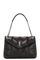 FWRD Renew Saint Laurent Medium Monogramme Puffer Loulou Shoulder Bag in Black, view 6, click to view large image.