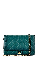 FWRD Renew Chanel Wallet On Chain Lambskin Shoulder Bag in Green, view 1, click to view large image.
