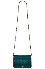 FWRD Renew Chanel Wallet On Chain Lambskin Shoulder Bag in Green, view 5, click to view large image.