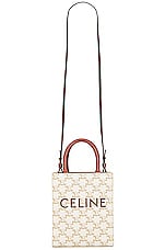 FWRD Renew Celine Triomphe Vertical Cabas Tote Bag in Brown, view 1, click to view large image.