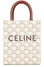 FWRD Renew Celine Triomphe Vertical Cabas Tote Bag in Brown, view 2, click to view large image.