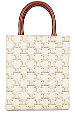 FWRD Renew Celine Triomphe Vertical Cabas Tote Bag in Brown, view 3, click to view large image.