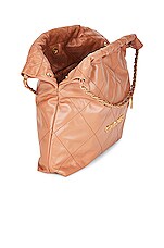FWRD Renew Chanel Quilted Shiny Calfskin 22 Hobo Bag in Caramel, view 4, click to view large image.