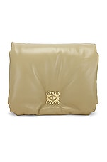 FWRD Renew Loewe Goya Puffer Bag in Clay Green, view 1, click to view large image.