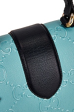 FWRD Renew Gucci GG Marmont Top Handle Bag in Blue, view 10, click to view large image.