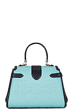 FWRD Renew Gucci GG Marmont Top Handle Bag in Blue, view 3, click to view large image.