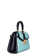 FWRD Renew Gucci GG Marmont Top Handle Bag in Blue, view 4, click to view large image.