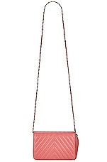 FWRD Renew Chanel 2019 Diagonal Chevron Wallet on Chain Shoulder Bag in Pink, view 2, click to view large image.