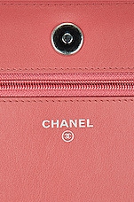 FWRD Renew Chanel 2019 Diagonal Chevron Wallet on Chain Shoulder Bag in Pink, view 5, click to view large image.