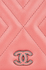 FWRD Renew Chanel 2019 Diagonal Chevron Wallet on Chain Shoulder Bag in Pink, view 6, click to view large image.