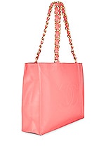 FWRD Renew Chanel Jumbo CC Chain Shopping Tote Bag in Pink, view 3, click to view large image.