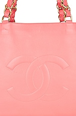 FWRD Renew Chanel Jumbo CC Chain Shopping Tote Bag in Pink, view 6, click to view large image.
