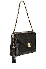 FWRD Renew Chanel Vintage Matelasse Lamb Deca Coco Tassel Chain Shoulder Bag in Black, view 3, click to view large image.