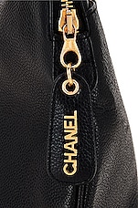 FWRD Renew Chanel Logo Chain Tote Bag in Black, view 6, click to view large image.