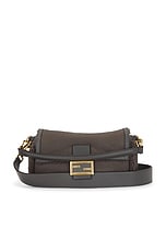FWRD Renew Fendi Shearling Baguette Shoulder Bag in Grey | FWRD
