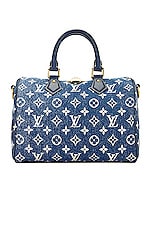 FWRD Renew Louis Vuitton Speedy Bandouliere 25 Bag in Denim Blue, view 1, click to view large image.